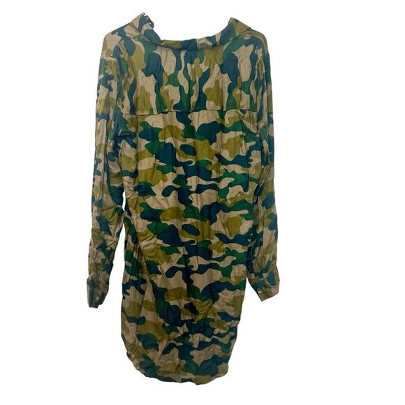 Divided By H&M Camo Collared Long Sleeve Green Button Front Shirt Dress Size 6 - Picture 2 of 4